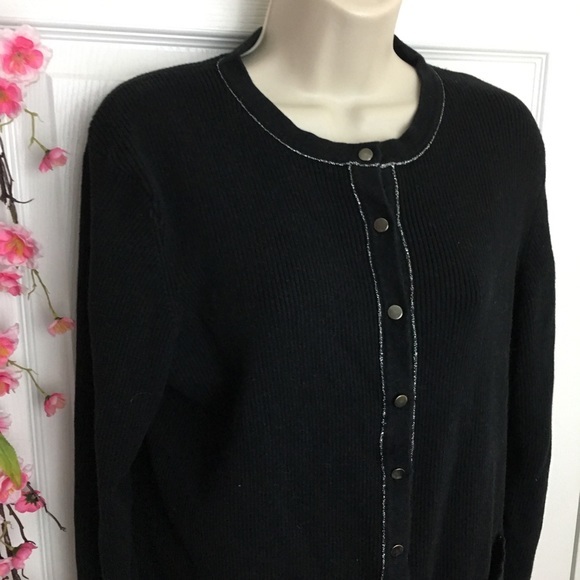 Black Cardigan with Silver Accent large - Picture 2 of 4